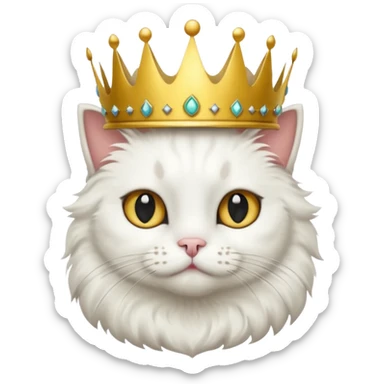 White cat with black spot over its eye that is a king sticker