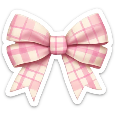 Cream pink plaid bow ribbon sticker