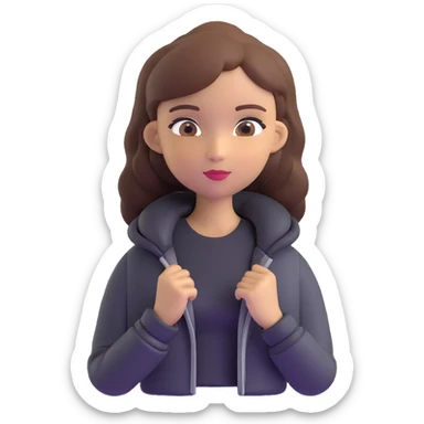 Light-skinned girl with brown hair wearing black jacket sticker