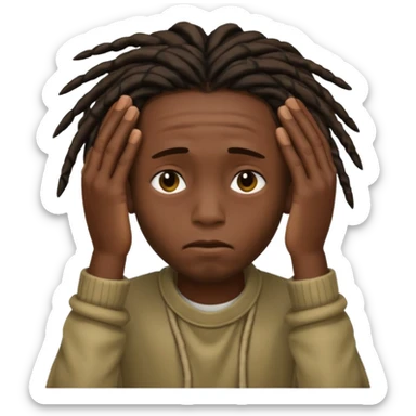 Boy with dreads face palm very dark skin  sticker