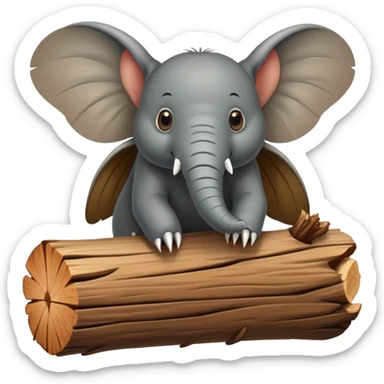 An elephant fly gnawing a log like a beaver sticker