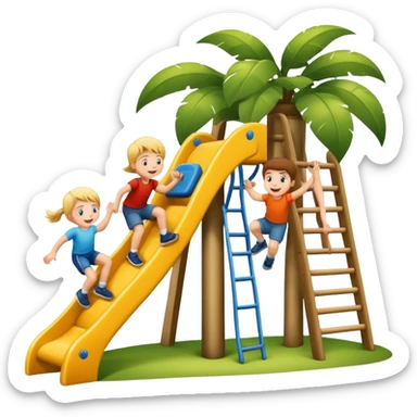 two children climbing a jungle gym, happy and energetic sticker