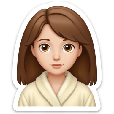 Brown haired girl wearing a cream dressing gown sticker