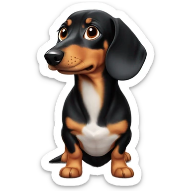 Weiner dog with Luna name tag sticker