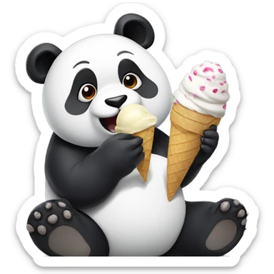 Panda eating ice cream sticker
