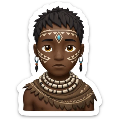 ancient black boy, tattered animal cloth sticker
