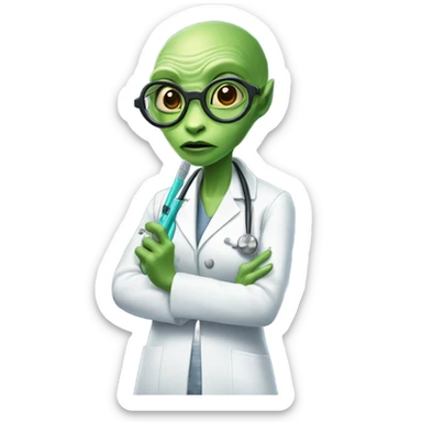 Reptilian alien woman, is a doctor sticker