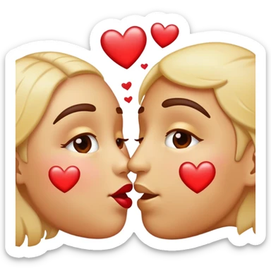 Kissing Emoji with sparkles behind them and hearts in their eyes sticker