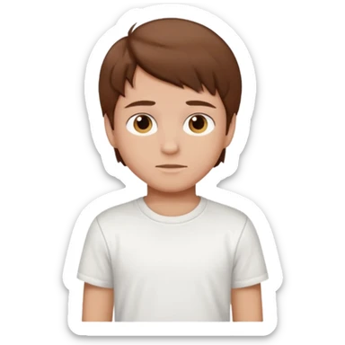 boy with brown hair in white T-shirt sticker