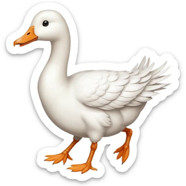 Make me an emoji of a goose that is running towards something. Also make it white.  sticker