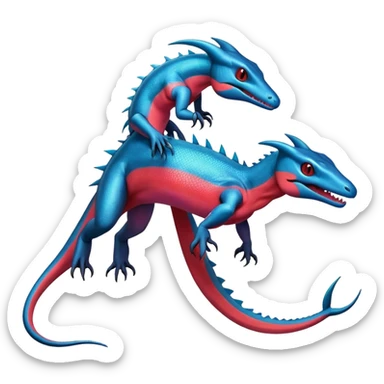 Colorful Iridescent Exotic Salandit-Aurorus-Salazzle-Salamence-Fakémon-hybrid-creature (full body)  sticker