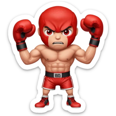 Gota de sangre con cara de enfado y unos guantes de boxeo, que tenga brazos y piernas musculados sticker