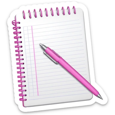 white grid notebook with some list on it and a pink pen nearby sticker