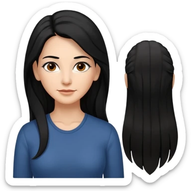 My Sexy wife. black hair, and awesomeness. She has some gray hair. she's super cute. She has brown eyes and is just lovely. Her hair is down her back. No earrings. She is natural beauty. She is 54 with some gray roots. And i love her so much. sticker
