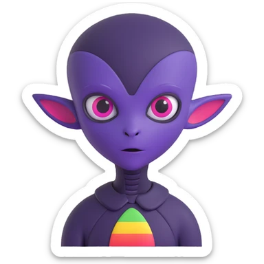 gay EMO alien with expressive features, rainbow accents, dark clothing, vibrant and moody scene conveying LGBTQ+ pride and emo subculture, dark purple background sticker