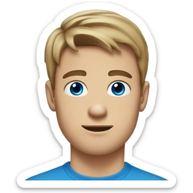 A 23 year old, white man, with short brown hair,   with blue eyes wearing a t-shirt. sticker