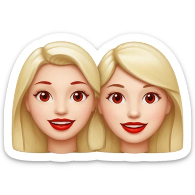 two smiling faces with glossy red lips sticker