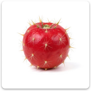 realistic red round fruit from the Stenocereus genus with typical cactus spikes isolated on white background sticker
