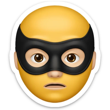 Yellow circle with no eyebrows but brown eyes and mouth being a robber sticker