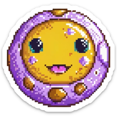 fantasy yellow planet with spots and a cute winking face sticker