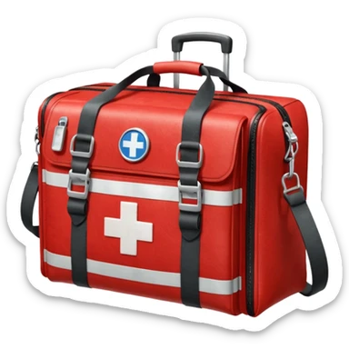 A paramedic’s emergency kit bag placed beside the ambulance door.
 sticker
