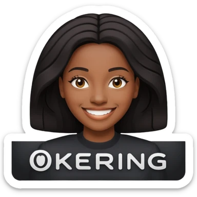 Black company card with black woman photo and « KERING » company name sticker