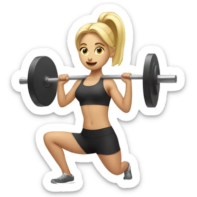 Blonde girl doing squats with barbell sticker