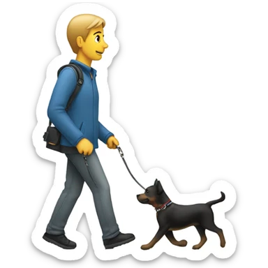 person walking dog sticker
