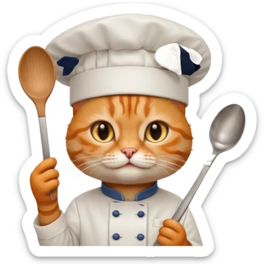 Cat with chef het and with spoon sticker