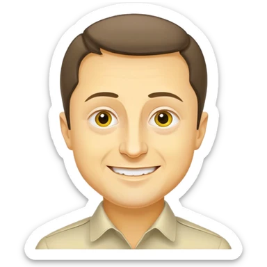 vladimir zelensky yellow face cartoon features cheerful expression sticker