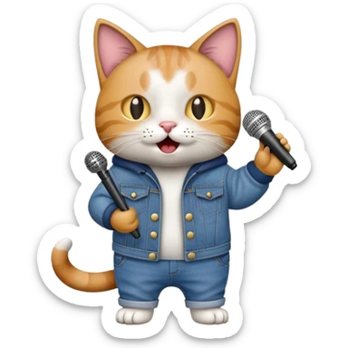 Cat with baggy jeans making a song sticker