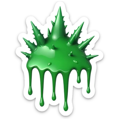 A glossy green paint splash with irregular spiky edges on a transparent background. sticker