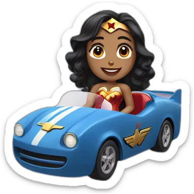 wonderwoman in a race car sticker
