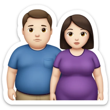 obese brunette white guy with obese brunette asian girl sticker
