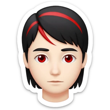 Fait une personne blanche avec des cheveux noir mais un coter rouge sticker