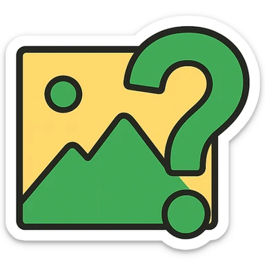 minimal icon style image placeholder emoji, green color, large question mark overlay sticker