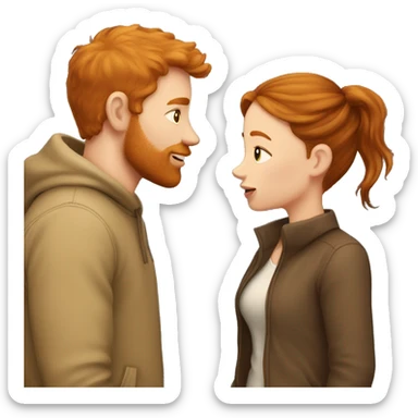 Brown hair girl kissing ginger guy sticker