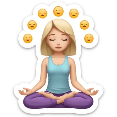 girl meditation eyes closed. without circel. sticker