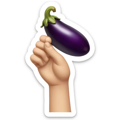 Eggplant gripped by a hand sticker