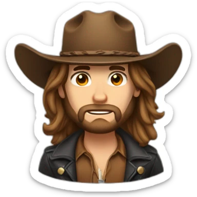 Cow boy with long hair and scars and a beard sticker