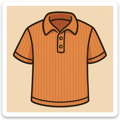 A short-sleeved polo shirt in a ribbed texture, front view sticker