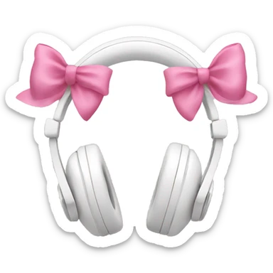 white headphones with 2 pink bows sticker