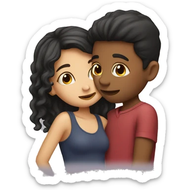 boy and girl kissing sticker