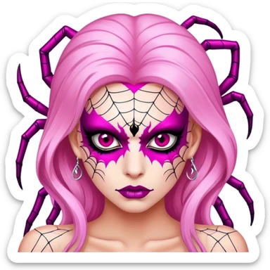 lady monster pink glam spiderweb make up face  sticker