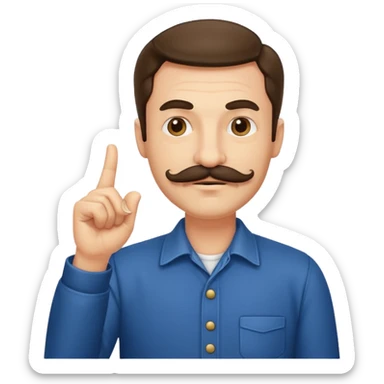 un uomo baffuto spocchioso con il dito alzato e con sguardo compiaciuto da chi la sa lunga sticker