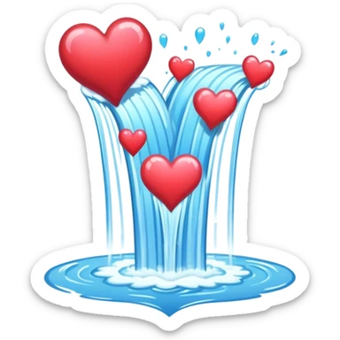 waterfall pouring hearts sticker