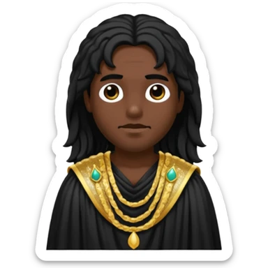 Pluto Death God with long black hair, black sequin toga sticker