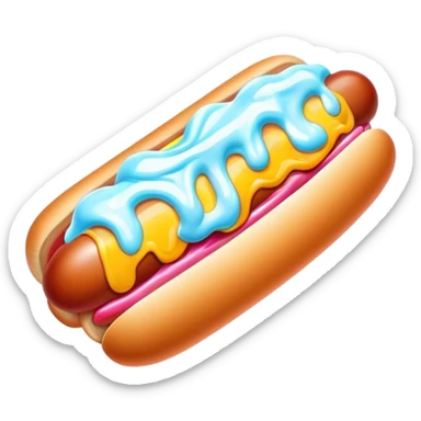 Melting neon ice cream hot dog  sticker