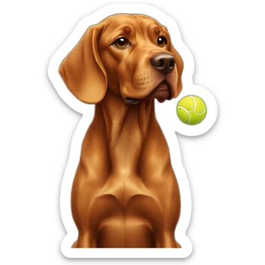 vizla dog with tennis ball sticker