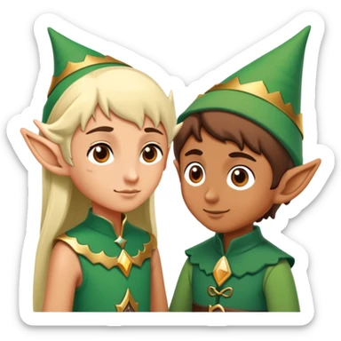 a person meeting an elf sticker
